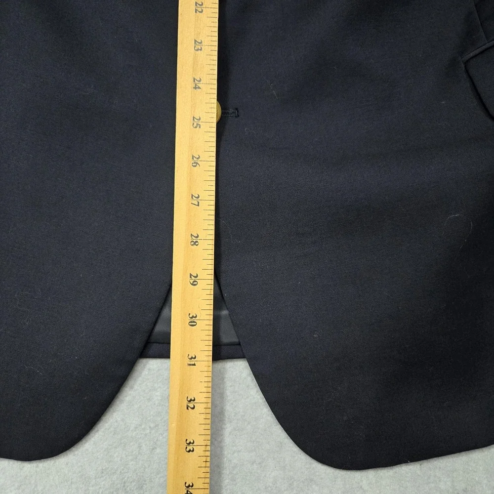Chaps Blazer Mens 46R Navy Blue Two Button Wool Blend Gold Crest Buttons Classic